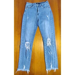 I&M Black Label Womens Size 3 Light Wash Distressed Raw Hem Jeans